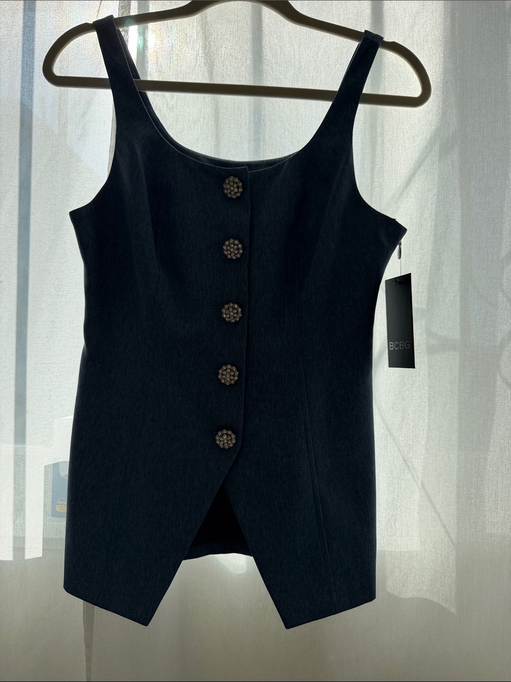 BCBG Black Button-Front Sleeveless Camisole